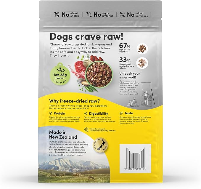 RawMix33 Premium Freeze-Dried Raw Grass-Fed Lamb Recipe Dog Food, Protein Rich, Includes Kibble, Non-GMO, No Wheat or Corn, 2.2 lbs