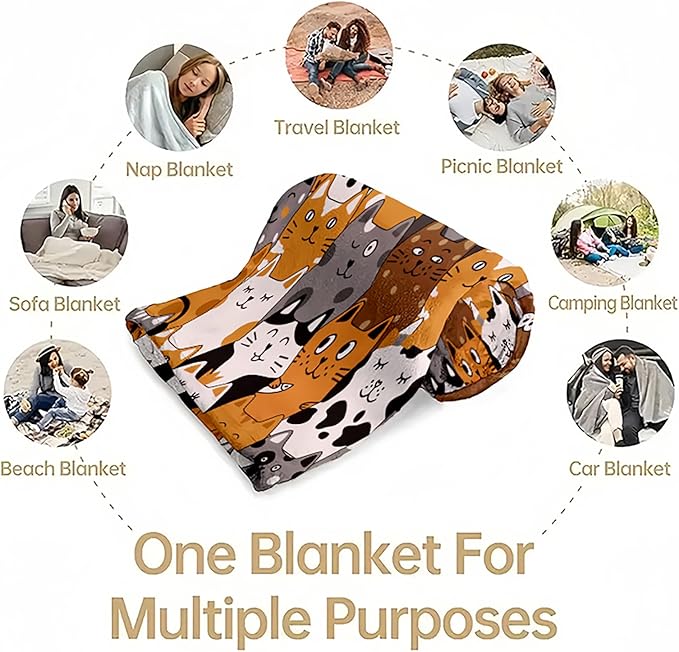 Cat Blanket, Cats Gifts for Girls Women, Cat Gift for Cats Lovers, Birthday Gifts Decor Throw Blanket 50"x60"