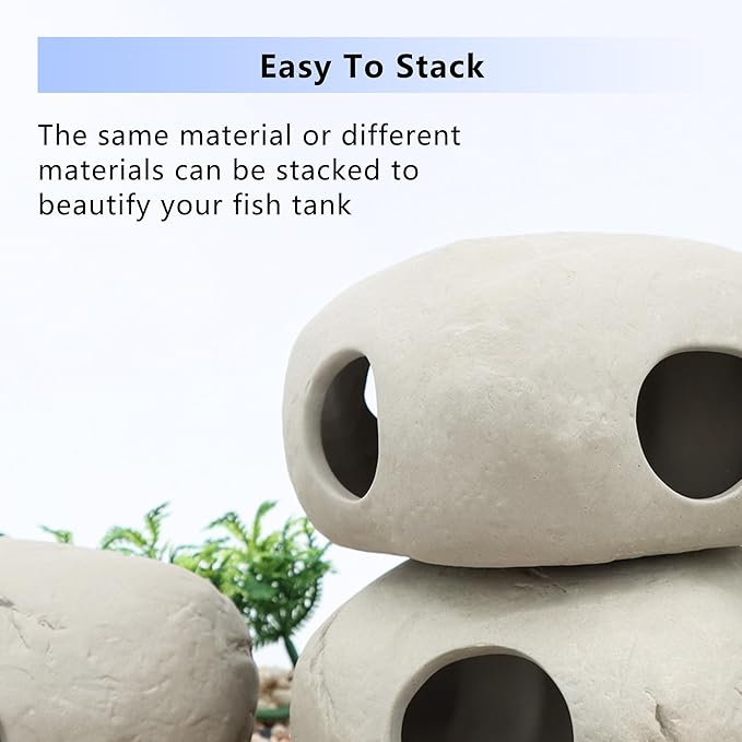 Aquarium Decorations Stackable Large Ceramic Cave Betta Fish Tank Accessories Rock Cave Decor 3-Piece Set