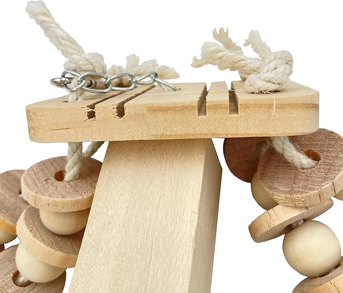 Dye-Free Block & Knot Chewing Toys for Medium and Large Parrots - Natural Wooden Bird Toys for Parakeet, Conures, Cockatiels, African Greys, Cockatoos, Amazon Parrots, Quakers