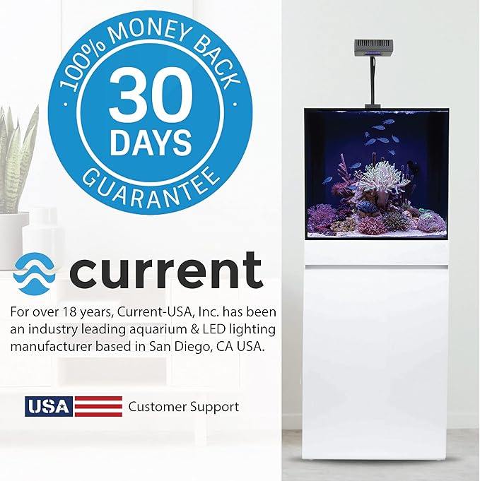 CURRENT USA 36-48" Inch Orbit Marine IC Loop LED Saltwater Reef Marine Aquarium Light with Bluetooth App Control | Wireless Lighting & eFlux Wave Pump Control for Fish Tank (4206)