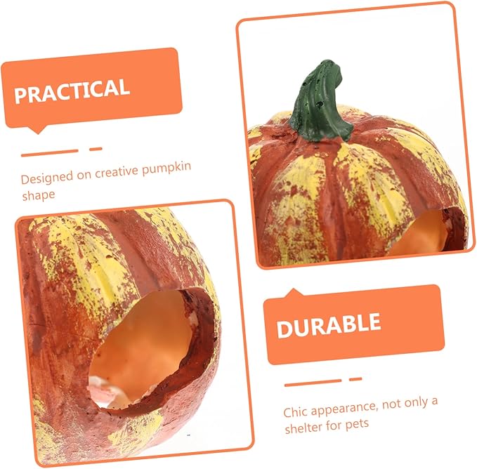 4pcs Pumpkin Shaped Fish Cave Resin Shrimp Cave Decorative Aquarium Cave for Freshwater Marine Aquarium Accessory