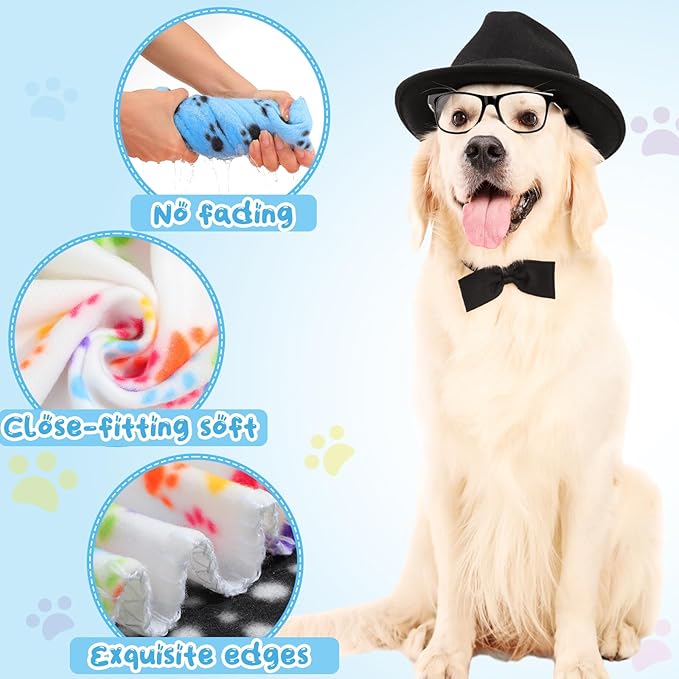 Eccliy 20 Pcs Puppy Blanket Pet Soft Fleece Dog Blankets Warm Felt Throw Sleep Mat Bed Covers for Doggie Puppy Pet Dogs Cat, 20 Styles(39 x 35 Inch,Paw)