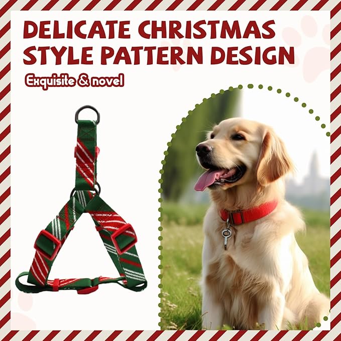 Dog Harness for Large Dogs Step-in Adjustable Dog Harness, Red Mix Green,L