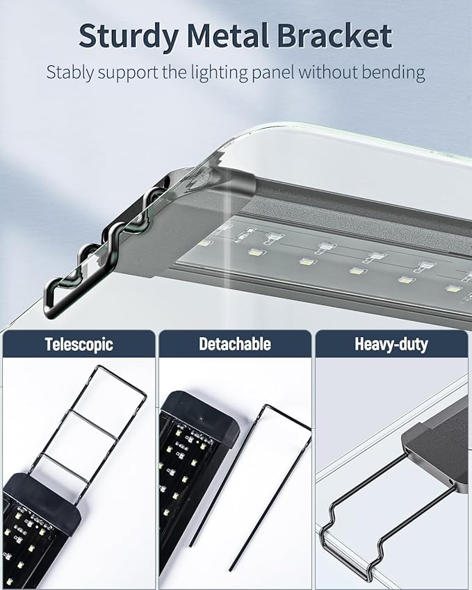 Pawfly 6 W Terrarium Light for 6" to 10" Terrariums Extendable Reptile Tank Light with Full Spectrum Brilliant White Blue Red Lights with Day & Night Modes and Adjustable Brightness