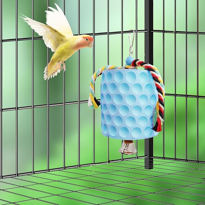 Bird Beak Grinding Stone, Parrot Chew Toys with Bells, Bird Toys, Cage Accessories for African Grey, Amazon Parrots, Budgies, Cockatiels, Lovebirds, Conures, Quakers, Small to Medium Birds