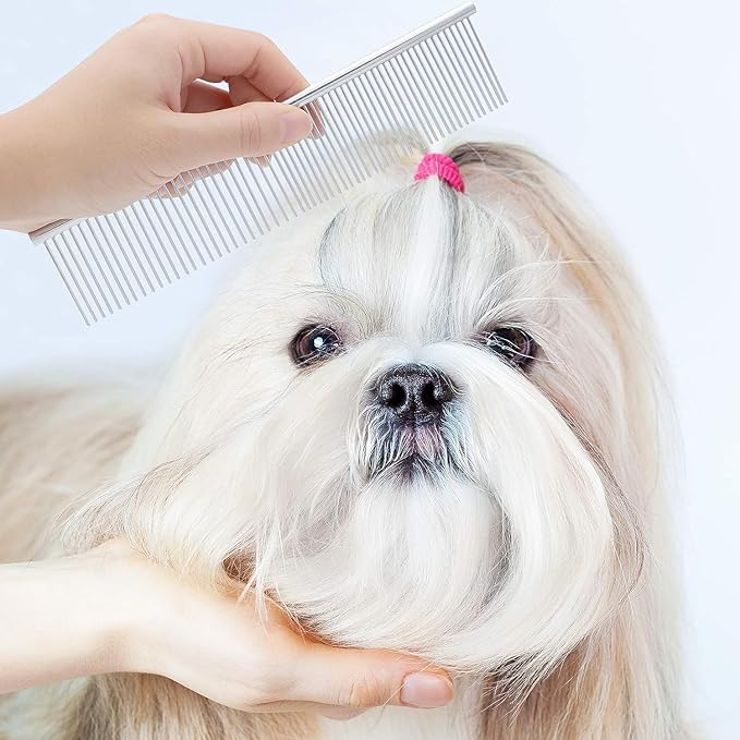 4in1 Pets Grooming Comb Kit, Cat Dog Flea Comb Grooming Comb Eye Comb Brush Pet Double-Sided Comb Remove Knots Crust Mucus for Puppy Kitten (4in1)