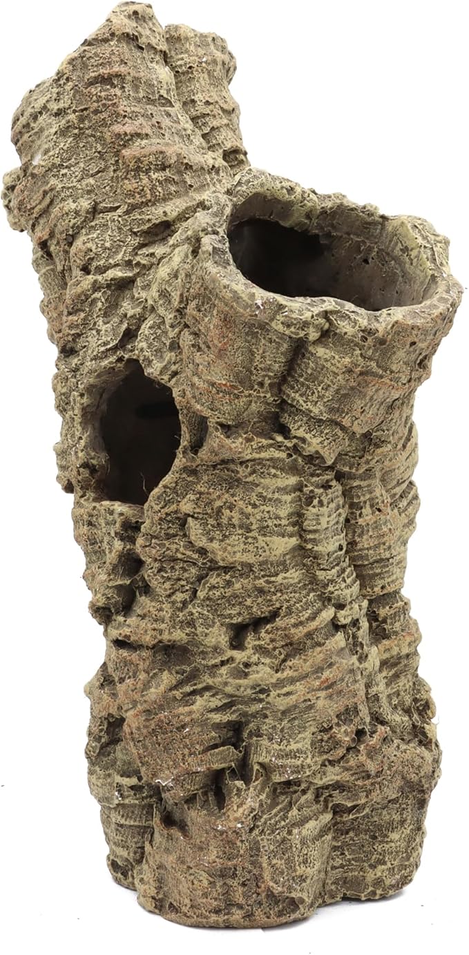 Reptile Terrarium Hideout Decor, Resin Wood Hide Decor for Reptiles, Fish, Amphibians, Small Animals (Medium)