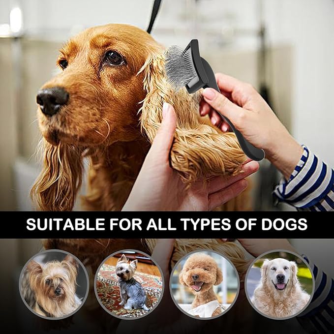 Dog Slicker Brush for Goldendoodles & Golden Doodle Brush for Grooming Kit - Dog Brush for Goldendoodle, Labradoodle, Poodles - Pet Hair Brush for Short & Medium Haired Dogs -Small (Black)