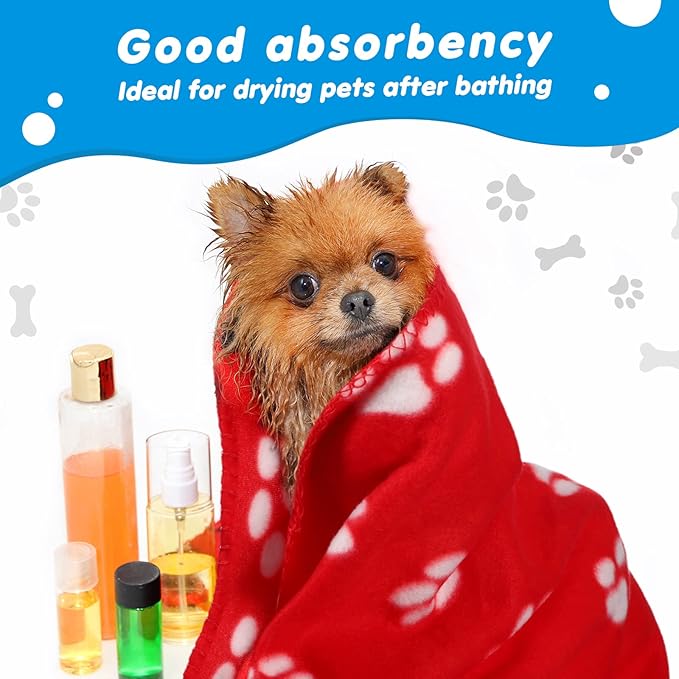 Chumia 28 Pieces Puppy Blanket Bulk Small Fleece Pet Blanket for Puppy Dogs Kitten Cats Pets Soft Warm Paw Print Sleep Mat Bed Covers, 28 Styles(27.5 x 39.3 Inch)