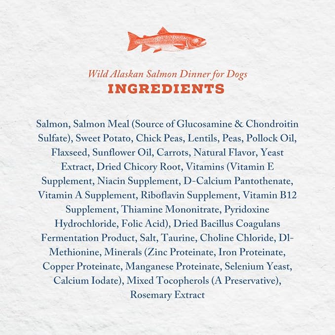 Wild Alaskan Salmon Grain-Free Dog Food | No Chicken or Other Animal by-Products | Rich in Omega 3 & 6 Fatty Acids | Sustainably Sourced Wild Caught Fish | Made in The USA | 24lb Bag