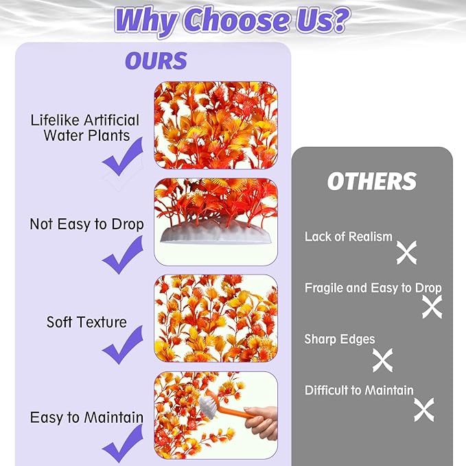 Hamiledyi Aquarium Plastic Plants Aquarium Decor Artificial Fish Tank Plants,Tall Fish Tank Decorations, Extra Large Aquarium Plant 23.6-inch Tall,2PCSï¼_range Style Bï¼