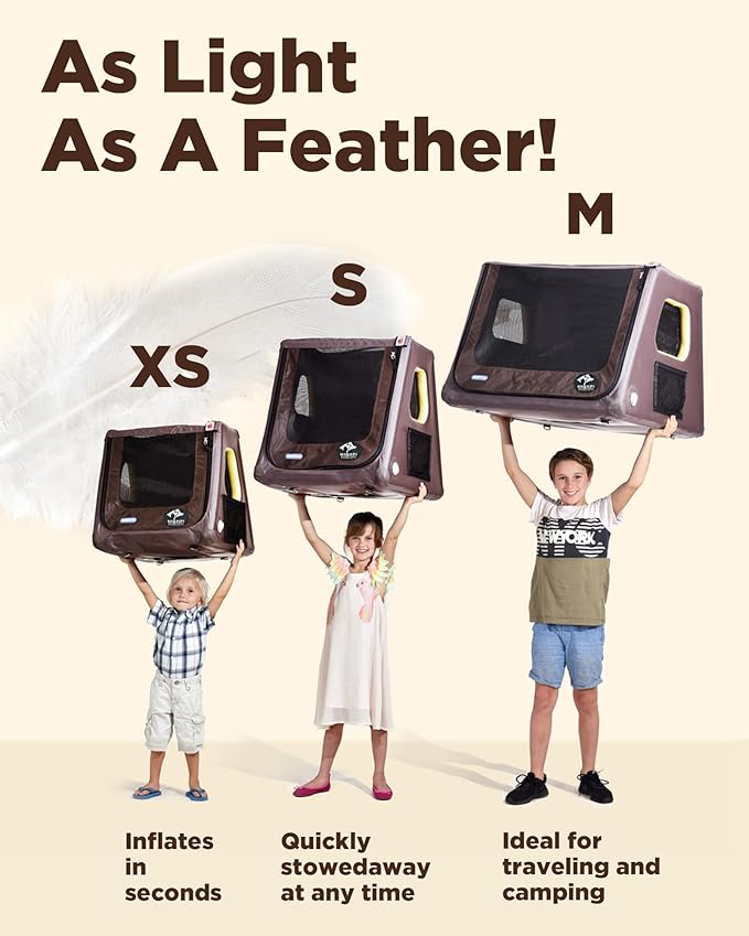 Collapsible Portable Soft Dog Crate-HIGHPI Inflatable Dog Travel Crate for Extra Small Dogs, Waterproof Dog Kennel Outdoor Indoor, Safety Foldable Dog Cage for Car Home, Dog Carrier 20"L x 26"W x 22"H