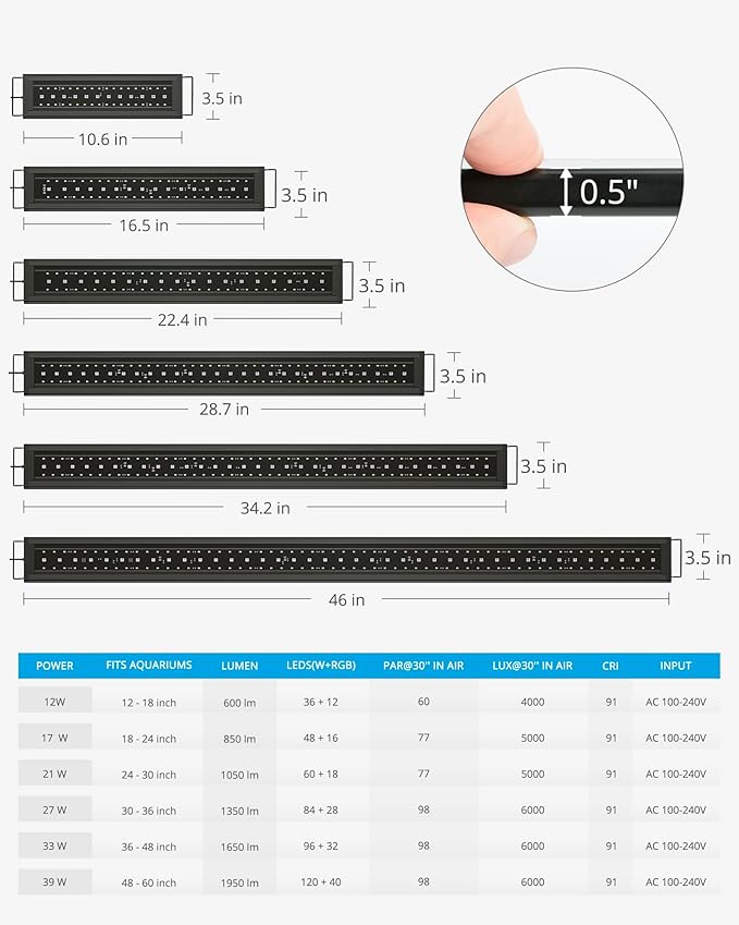 NICREW RGB+W 24/7 LED Aquarium Light with Controller, Full Spectrum Fish Tank Light for Planted Freshwater Tanks, Planted Aquarium Light with Extendable Brackets to 18-24 Inches, 17 Watts