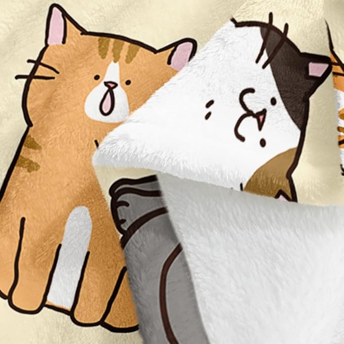 Cat Kids Throw Blanket for Girls Boys Teens Soft Fuzzy Flannel Animal Bed Blanket for Women Adults Plush Cute Christmas Birthday Gifts,50”x60”