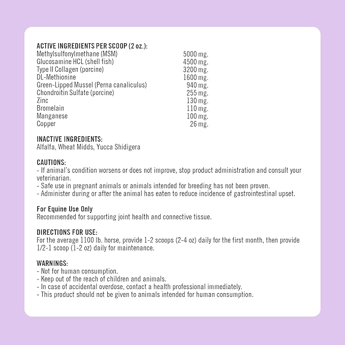 Formula 707 Joint 6in1 Equine Supplement 10 lb Bag Support for Joint Integrity and Inflammatory Response in Horses Green-Lipped Mussel, MSM, Glucosamine, Chondroitin & Collagen