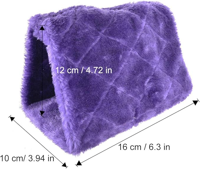 Winter Warm Bird Nest House Shed Hut Hanging Hammock Finch Cage Plush Fluffy Birds Hut Hideaway for Hamster Parrot Macaw Budgies Eclectus Parakeet Cockatiels Cockatoo Lovebird (S, Purple)