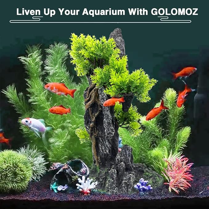 Aquarium Mountain View Stone Ornament Tree Rock Cave - Aquarium Decorations Large and Tall Fish Tank Decorations for Large Fish Tank - 13.4 Inches High