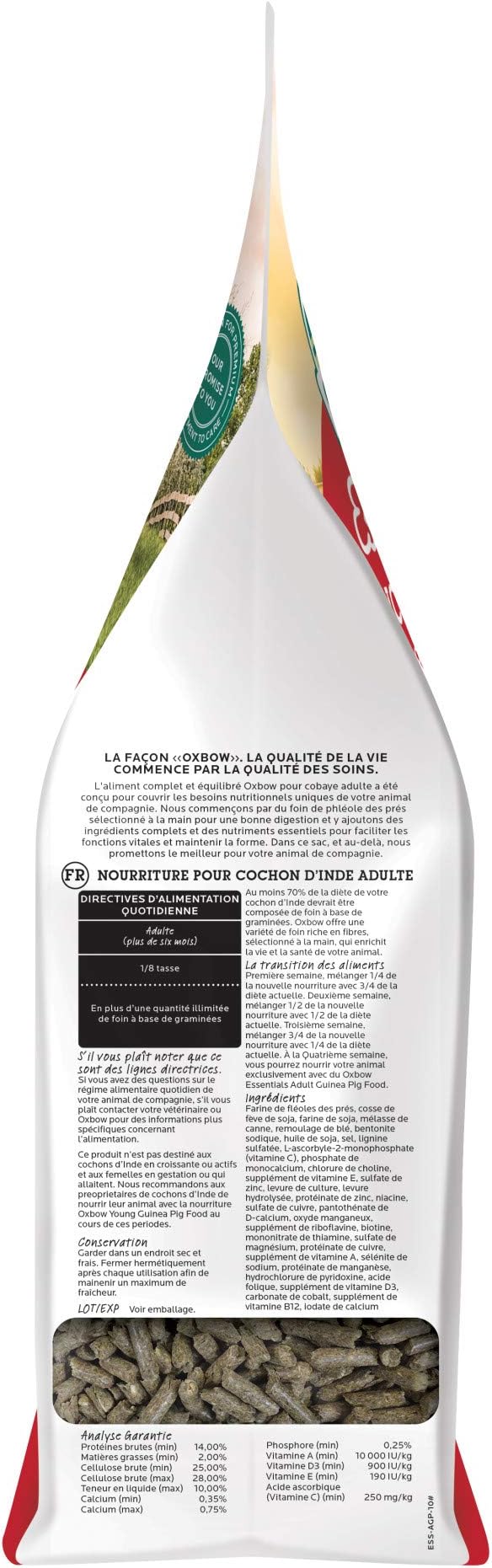 Oxbow Essentials Guinea Pig Food, Adult Guinea Pig, Made with Oxbow Timothy Hay, Pet Food Pellets with Vitamin C, Small Animal Pet Products, Made in USA, High Fiber, 10 lb. bag