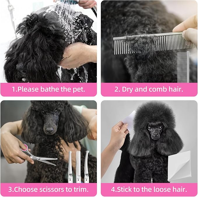 Dog Grooming Scissors Set - Dog Grooming Scissors with Safety Round Tip, 6 in 1 Heavy Duty Pet Grooming Scissor for Dogs, Cats and Other Animals