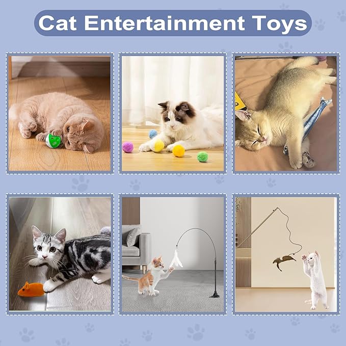 Cat Starter Kit 37pcs Essentials & Suuplies - Included Cat Litter Box, Pet Carrier Bag, Grooming Tools, Catnip Toys and More Stuffs for All Life Stages Pets Indoor Outdoor,Gift