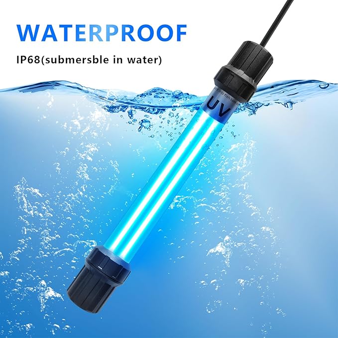 18W Aquarium UV Light for 100-1000 Gallon, UV Pond Water Clarifier for Koi Pond, Swimming Pool, Spa, Large Fish Tank, Cold Plunge UV Light for Pond Algae Control