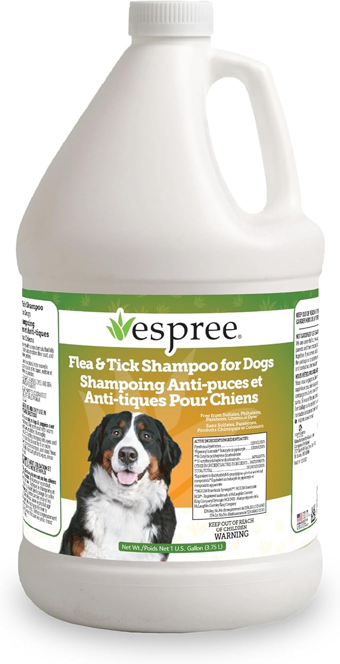 Espree Flea & Tick Dog Shampoo, Aloe Vera Based Formula, Sulfate-Free, Paraben-Free, Harsh Chemical and Dye-Free, Pest Removal Shampoo, Gallon