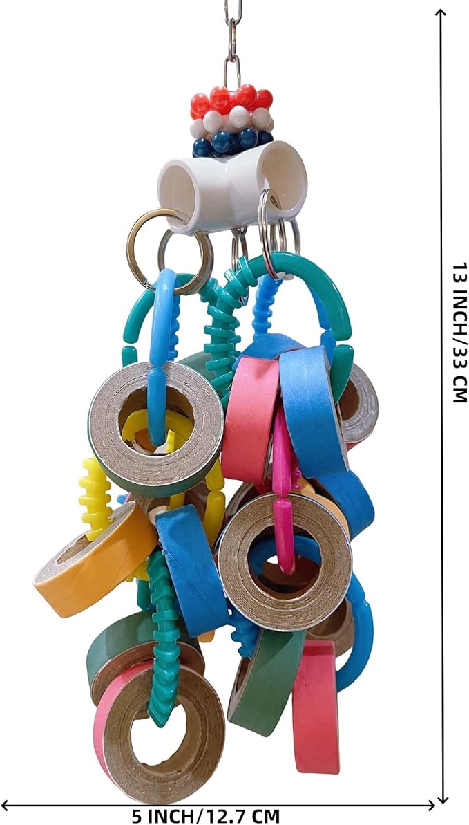 Fatty Bagel Cascade 24Pcs Bird Toys for Parrots Durable Cardboard Chewing Shredding Foraging 1.75“ for Medium & Large Parrot Amazons Mini Macaws African Greys Cockatoos Eclectus Senegal