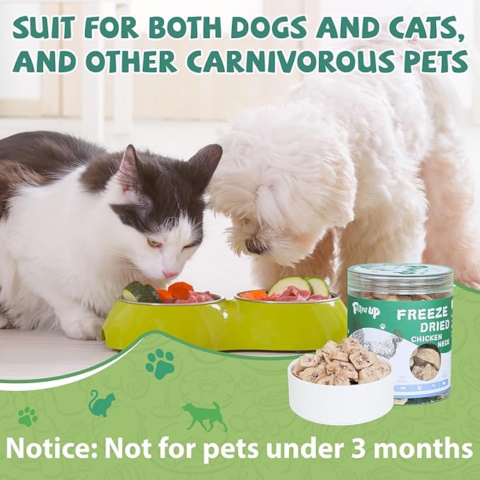 Freeze Dried Chicken Necks, Cat Food Toppers, Dog Treats Raw Healthy Training Treats, Only One Ingredient, High Protein, 4.2 oz