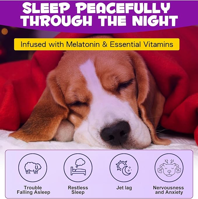 Dog Melatonin - Melatonin for Dogs - Dog Melatonin for Small Dogs - Cat Melatonin - Anxiety & Stress Relief - Promote Relaxation & Deep Sleep for Cat & Dog