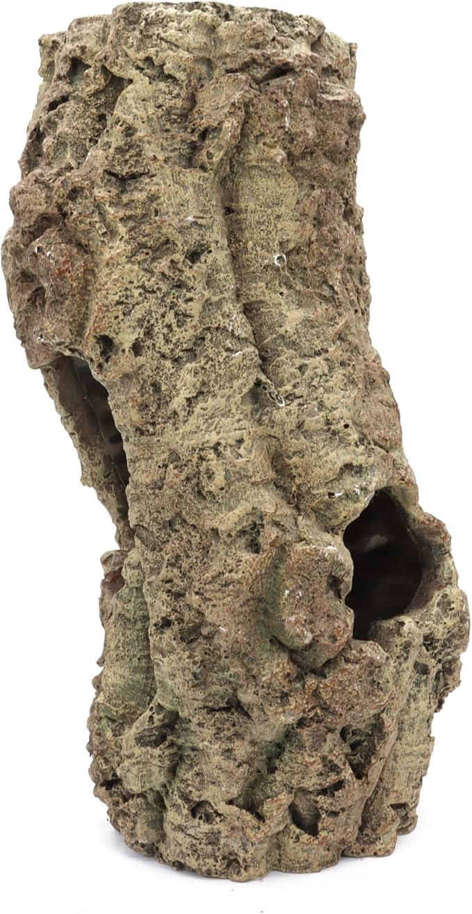 Reptile Terrarium Hideout Decor, Resin Wood Hide Decor for Reptiles, Fish, Amphibians, Small Animals (Large)