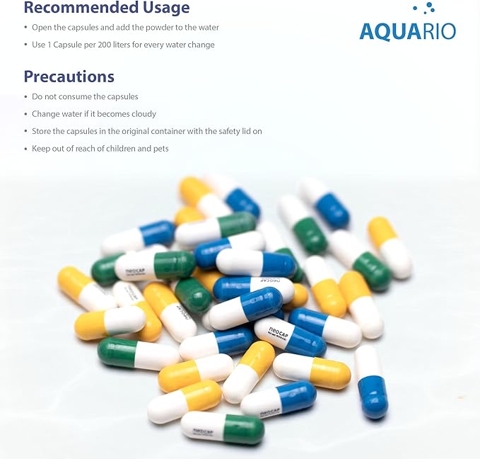 Neo Cap - Water Conditioner for Aquarium Tank - Neutralizes Chlorine, Supports Fish Health, Ideal for Water Changes, Safe for Freshwater and Saltwater Aquatic Life - Remover, 60 Capsules