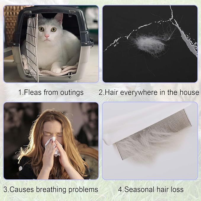 4pcs Pet Grooming Comb Kit, Magic Pet Comb Fine Tooth Pet Comb Multifunctional Flea Comb for Cats and Dogs Pet Hair Comb Tear Stain Removal for Pet Cleaning Shedding Hair & Fur