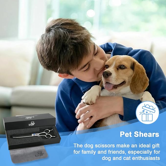 7" Thinning Shears for Dogs 50 Teeth Thinning Scissors for Pet Grooming, Precision Blending Scissors for Dogs and Cats, 440C Stainless Steel, Texturizing Shear with Comfortable Grip