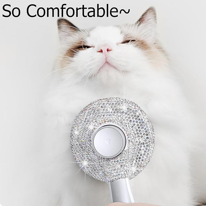 Bling Self Cleaning Slicker Brush for Dogs & Cats, Grooming Brushes for Long Short Haired Pets,Dog Brush for Shedding, Skin Friendly Deshedding Brush, Inlay Rhinestone Cat Brush,Rake, Comb