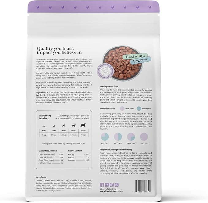 Freeze Dried Raw Dog Food - Premium Chicken Flavor with High Protein & Grain Free Dog Food for Small or Large Breeds and Picky Eaters - Versatile as Meal Topper, Pet Snack & Treats, 5 Oz