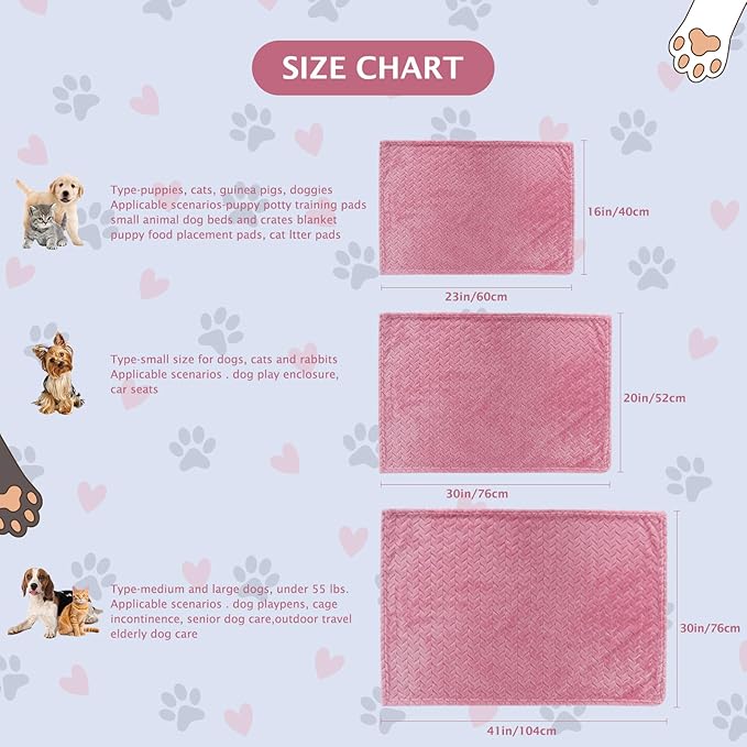 BVAGSS 6 Pack Small Dog Blanket, Super Soft Warm Pet Cover Blankets, Wheat Ears Print Puppy Fleece Flannel Blanket for Small Medium Dogs and Cats MW003