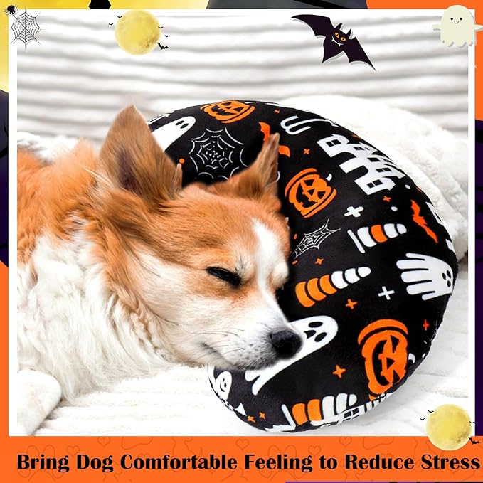 BABORUI Halloween Dog Pillow for Large Dogs, U Shaped Dog Neck Calming Pillow for Joint Relief Sleeping Improve, Machine Washable Pet Pillow for Dogs & Cats(Halloween)