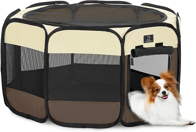 A4Pet Portable Pet Playpen for Small Dogs, 27" Small Dog Playpen for Puppy/Cats/Rabbit/Chick, Cat Playpen Indoor with Easy Cleaning Bottom & Removable Zipper