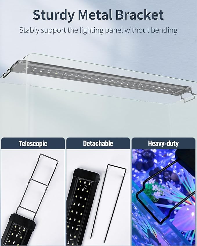 Pawfly 11 W Terrarium Reptile LED Light for 12" to 18" Terrarium Extendable Reptile Tank Light with Full Spectrum Brilliant White Blue Red Lights with Day & Night Modes and Adjustable Brightness