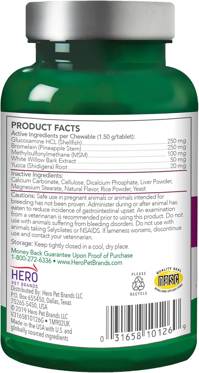 Vet’s Best Aches + Pains Dog Supplement, Vet Formulated for Dog Occasional Discomfort and Hip and Joint Support, 50 Chewable Tablets