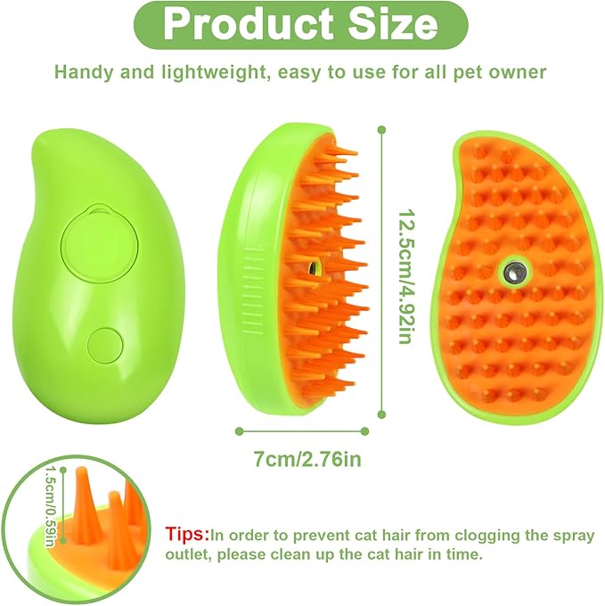 Nepfaivy Cat Steam Brush for Shedding - Steamy Cat Brush for Indoor Cats, Cat Hair Steam Brush for Massage, Spritz Defur Comb for Cats, Pet Steamer Brush for Shorted and Long Haired Dogs