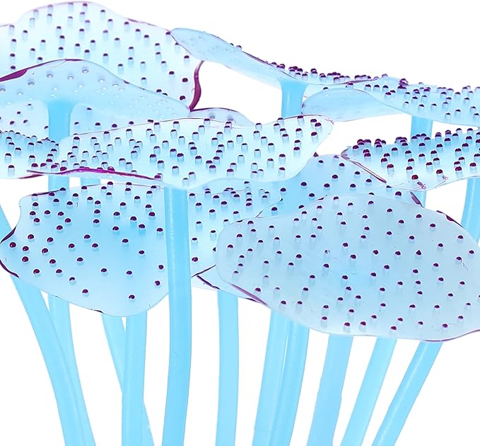 VOCOSTE Soft Silicone Glowing Aquarium Mushroom Coral, Fluorescence Aquatic Artificial Coral for Fish Tank Decoration, Blue