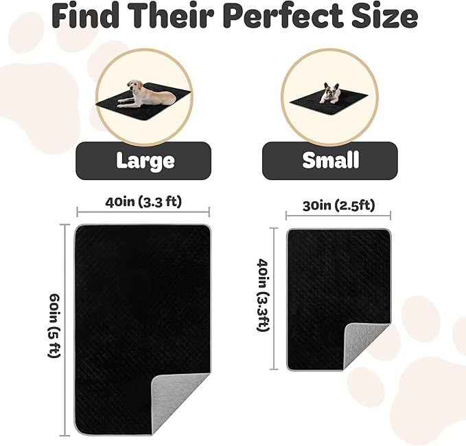 Reversible Dog Blankets 60" x 40" - Water-Resistant Pet Blankets with Plush Warm Side & Cooling Nylon Side - Machine Washable Large Dog Blanket for Car, Couch, Bed & Furniture - Grey/Black