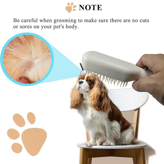 Scalable Grooming Brush for Small Dogs, Puppy Brush, Soft Dog Brush for Shih Tzus, Yorkies, Maltipoos, Maltese (White)