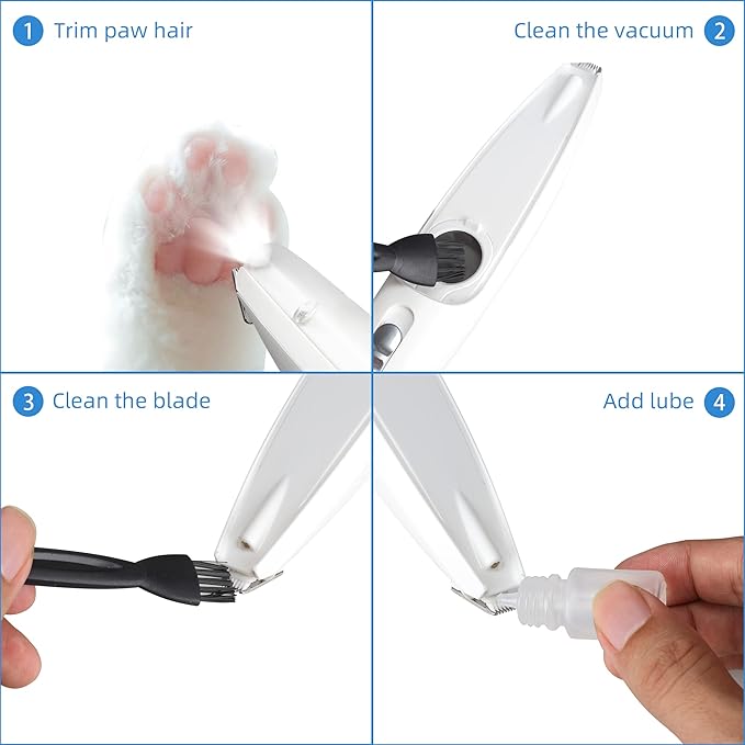 Electric Dog Paw Fur Vacuum Trimmer Christmas Cordless Ear Hair Clipper Small Cats Mini Dogs Shavers Light up Puppy Grooming Clippers 2 Speeds Rechargeable Cat Trimmers Quiet Grooming