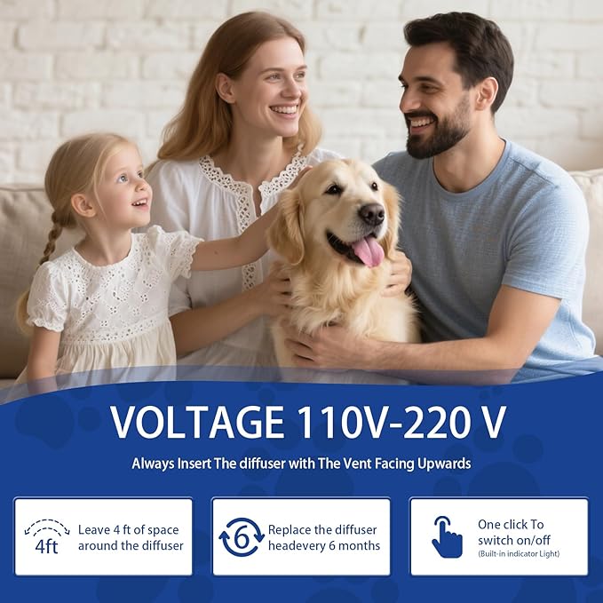 Dog Pheromone Calming Diffuser: Relaxing Pheromone Diffuser for Dogs Relief Stress Anxiety Fighting Scratching Barking, Dog Calming Pheromone Diffuser Kit with 1 Plug in Diffuser+2 Refill 48ml (3in1)