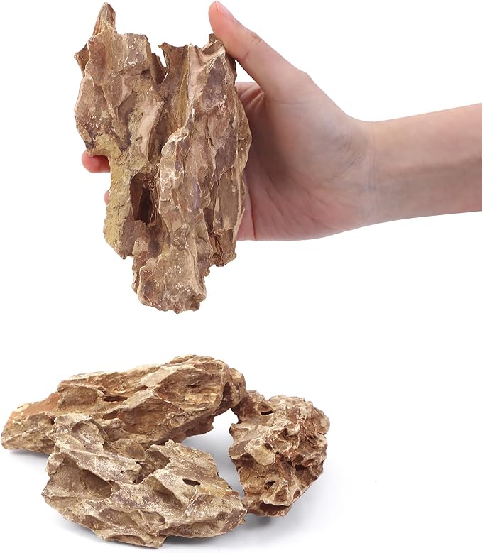 2-6 Inches Natural Dragon Stone 4 PCS Aquarium Rocks for Aquascaping, Aquarium Landscaping, Terrariums, Fish Tank Decoration, Vivariums, Paludarium, Reptile and Amphibian Enclosures