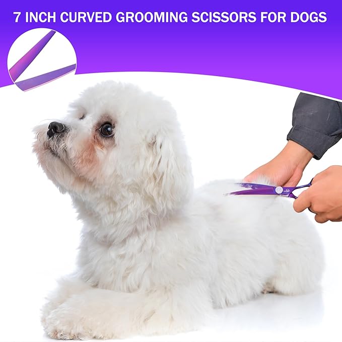 7" Curved Dog Grooming Scissors & Ethyxe 7 Inch Curved Scissors for Dog Grooming