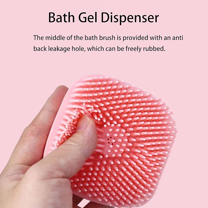 Dog Bath Brush, Dog Grooming Brush - Silicone Cat Shampoo Comb, Shampoo Dispenser for Kitty and Puppy(Pink)